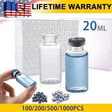 100/500/1000PCS 20ml Glass Vials Clear Headspace Sample Vials Lab Vials w/ Caps