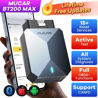 2026 MUCAR BT200 MAX Car OBD2 Scanner Full System Diagnostic Scan Tool 15 Reset