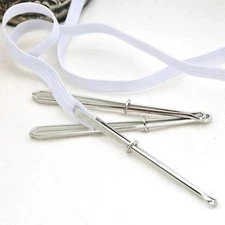 2PCS Stainless Steel Garment Clips Elastic Band Threader Sewing DIY Tool Set