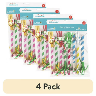 (4 pack) Multicolor Fancy Blowouts, 8 Count, by Way To Celebrate