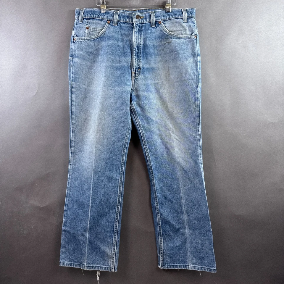 Vintage Levis 517 Jeans Men 36x29 Blue 90s Orange Tab Bootcut Made USA Tag38x30 - Image 2 of 4