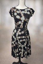 Lauren Ralph Lauren Women’s Dress Small Stretch Belted Print Brown Blue Black