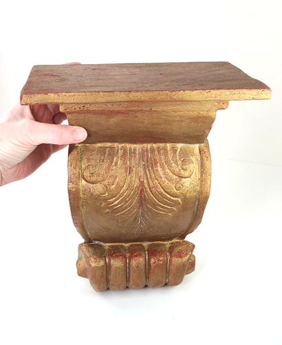 Vintage Gold Wall Shelf Corbel Hollywood Regency Neoclassical Decor - Bild 12 von 16