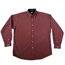 Vintage 90s Tommy Hilfiger Classic Red Green Plaid Button Up Large
