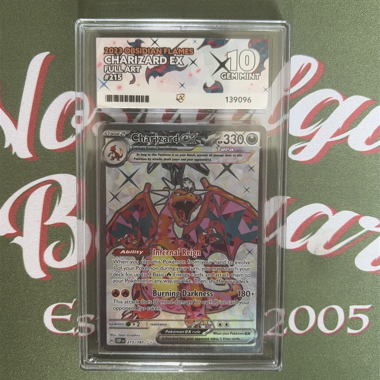Pokemon TCG - Charizard ex - 215/197 Obsidian Flames - ACE 10 Gem Mint see pics