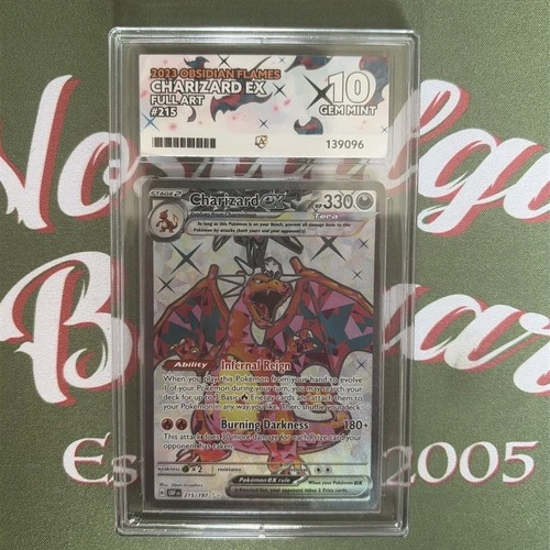 Pokemon TCG - Charizard ex - 215/197 Obsidian Flames - ACE 10 Gem Mint see pics