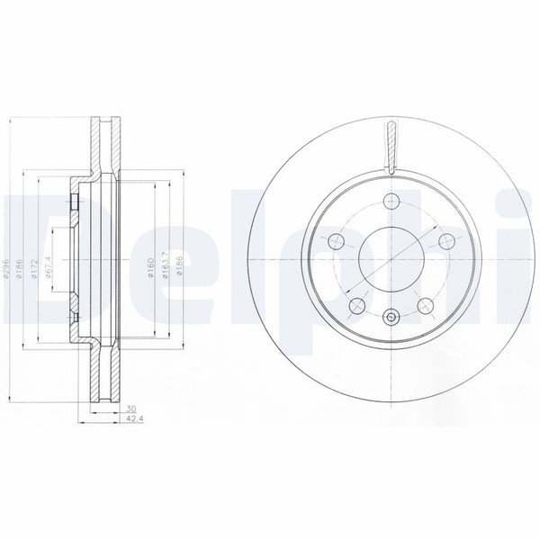 2X Bremsscheibe Delphi BG4187C FüR Saab Opel Insignia G09 J60 Sports Tourer LPG-image