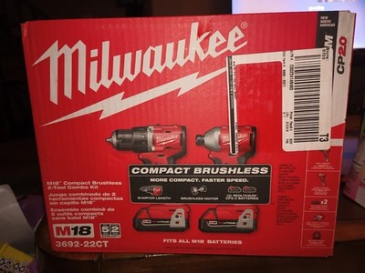 Milwaukee 3692-22CT M18 Compact Brushless 2-Tool Combo Kit Drill & Impact NEW