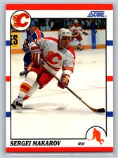 1990-91 Score American #71 Sergei Makarov Calgary Flames Rookie Hockey Card. rookie card picture