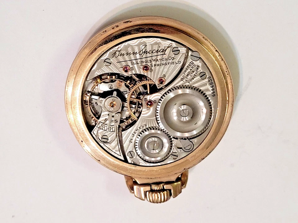 Vintage 1923 Illinois Bunn Special RR Pocket Watch 16s 21 Jewels Gold Filled - Image 4 of 4