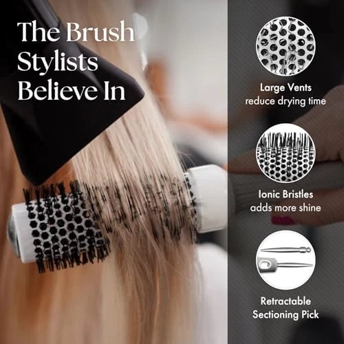Olivia Garden CI 80 Ceramic Vented Hair Brush White Grey Professional Styler - Image 3 of 4