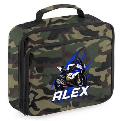 Personalisierte blaue Motorrad Jungen Brotzeittasche Kinder Superbike Lunchbox für Schule