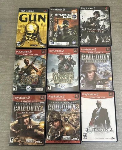 Playstation 2 Games Lot Of 9 Call Of Duty Metal Of Honor Hitman 2 Gun Splinter