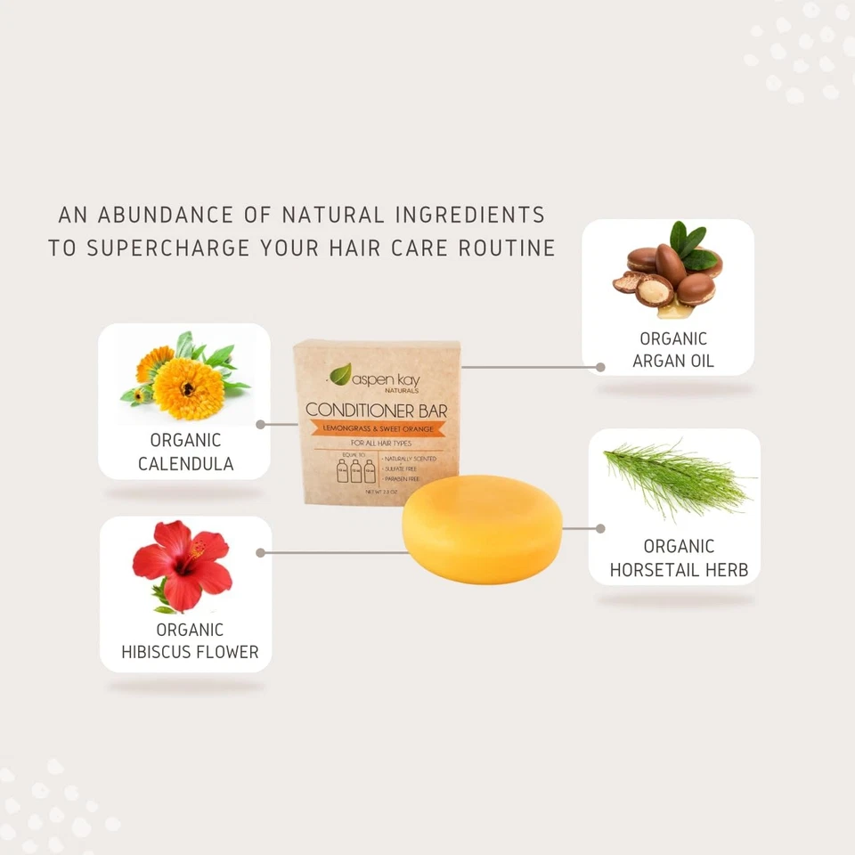 Barra acondicionadora Aspen Kay Naturals, hierba de limón, 2,3 onzas. Hecho con Natural...  Foto 3 de 4