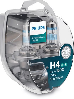 2x PHILIPS X-tremeVision Pro150 H4 12V 60/55W für VW BEETLE BORA LOTUS ESPRIT