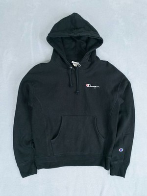 VINTAGE Champion Reverse Weave Hoodie Small S Damen schwarz Logo Vintage Hoody Pullover