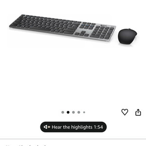 Dell KM717 Wireless Bluetooth Ergonomic Keyboard Mouse Combo QWERTY Gray/Black