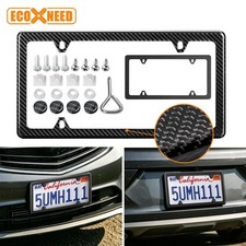 1pc Real Carbon Fiber License Plate Frame 4 Hole Slim Design Front Rear Sturdy