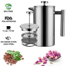 350/1000ml French Cafetiere Press Coffee Maker Stainless Steel Handy For Office
