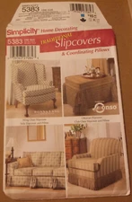 TRADITIONAL SLIPCOVERS PILLOWS Simplicity sewing pattern 5383 UNCUT decor 2003