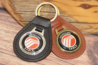 VINTAGE 1970s MERCURY SABLE CAR GENUINE LEATHER KEY FOB CHAIN RING Automotive