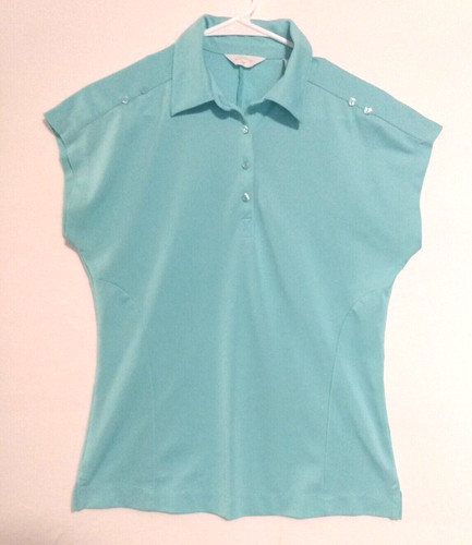 Callaway Teal Golf Polo Shirt Roll Tab Short Sleeve Women's S