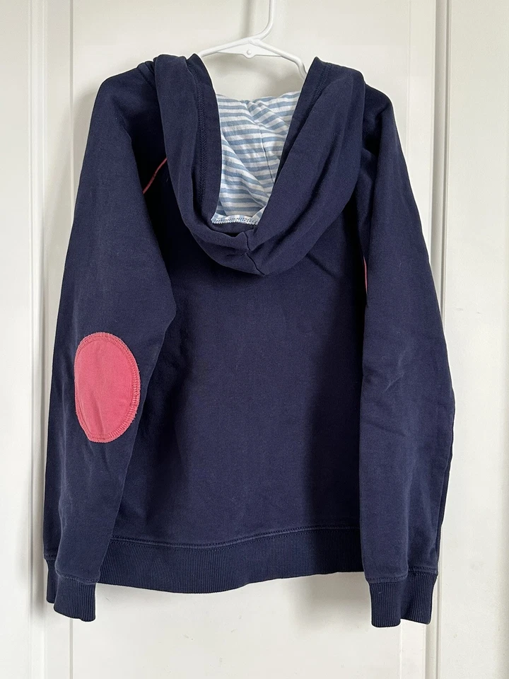 Hanna Andersson Niñas 140 10 Azul Blanco Rosa Cremallera Manga Larga Sudadera con Capucha Foto 3 de 3