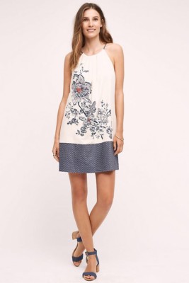 Anthropologie Beaded Sava Silk Halter Shift Dress By Floreat Size Sz 0