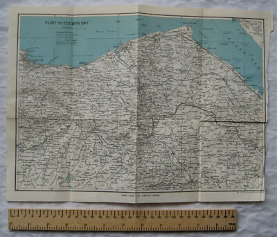 Vintage: Ward Lock & Co map - Flint to Colwyn Bay