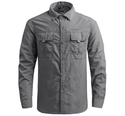 Mens Quick Dry Long Sleeve Shirts Breathable Hiking Work Military Army Shirt Top - Picture 8 of 38