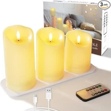 Rechargeable Flameless Candles, Battery Operated LED Candles, Candles with Re...