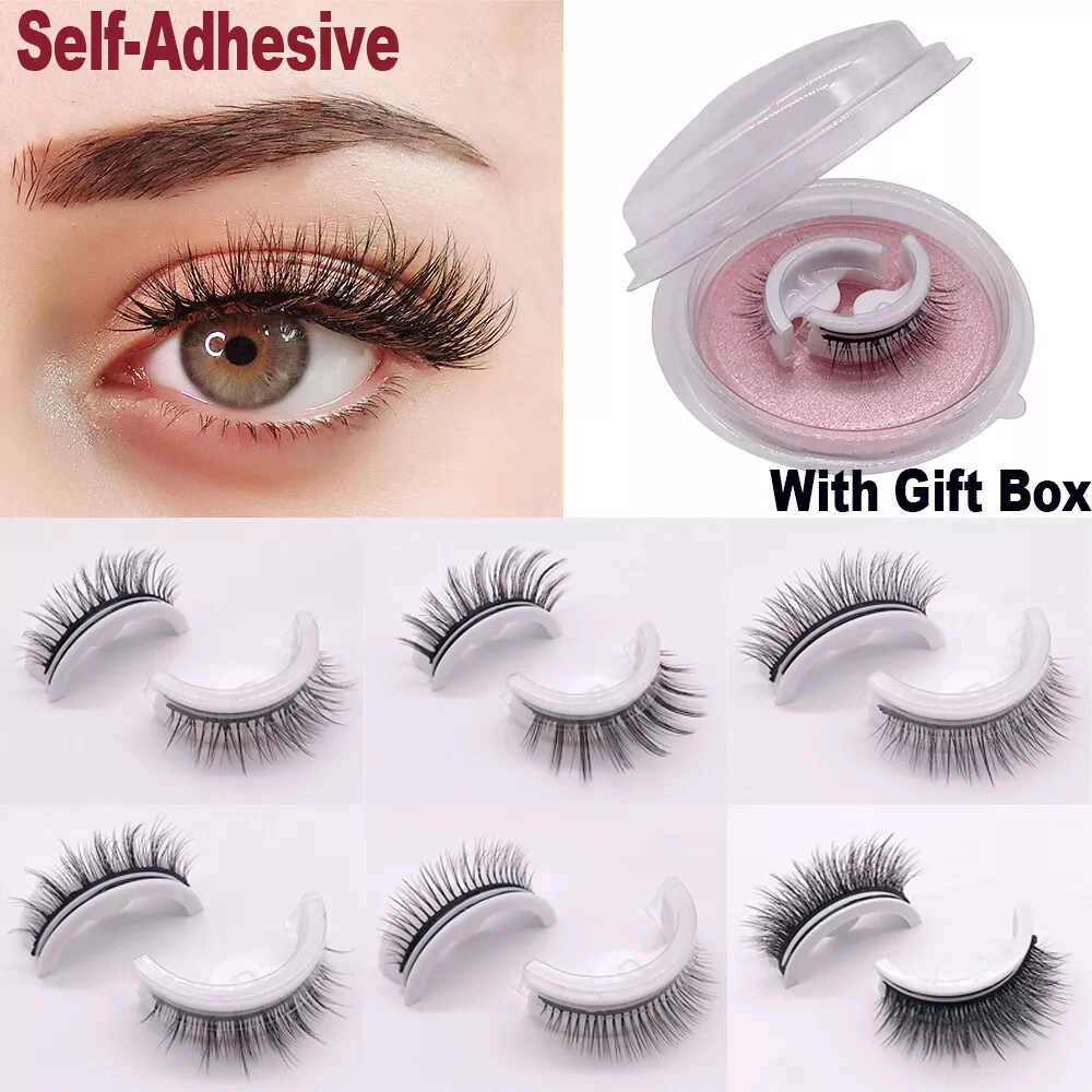 2pcs Self Adhesive Eyelashes Reusable False Eyelashes Self Stick Lashes GlueFree