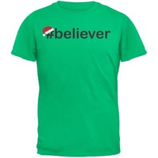 Hashtag Believer Santa Youth Green T-Shirt Top