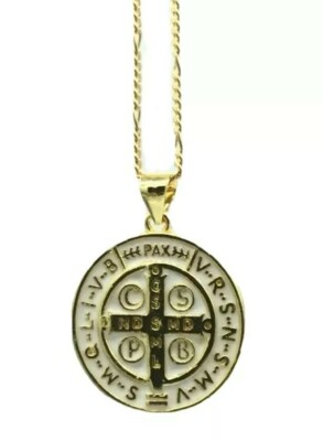 Catholic Saint St Benedict Medal Necklace Pendant Stainless Steel Cross ...