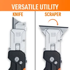 2 in 1 Multifunction Folding Utility Knife Scraper Tool Fastback with Carry Case