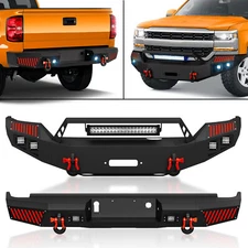 Front /Rear Bumper W/ D-rings For 2016 2017 2018 Chevrolet Chevy Silverado 1500