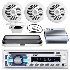 Pyle 150 6.5" Marine Speakers,400W Amp,Pyle Bluetooth USB SD Radio,Cover,Antenna