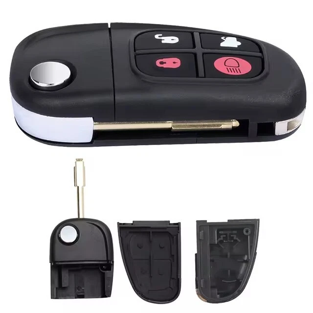 Funda Carcasa Llave Mando a Distancia Abatible para Jaguar 2002-2008 4 Botones NHVWB1U241 Sin Cortar en Blanco Foto 2 de 4