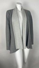 Lafayette 148 Women’s Wool Jacket 10 Open Front Pockets Shawl Collar Solid Gray
