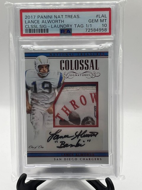 2017 National Treasures Lance Alworth Colossal Inscription Patch Auto 1/1 Psa 10