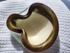 Vintage Murano Style Art Glass Bowl Ashtray Gold Aventurine Mid Century Modern