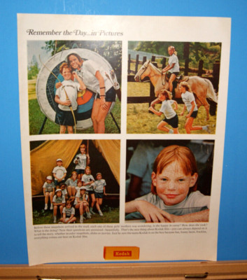 1967 Print Sales AD Advertisement Art KODAK Film Camera Cute Redhead Kid 10 x 13