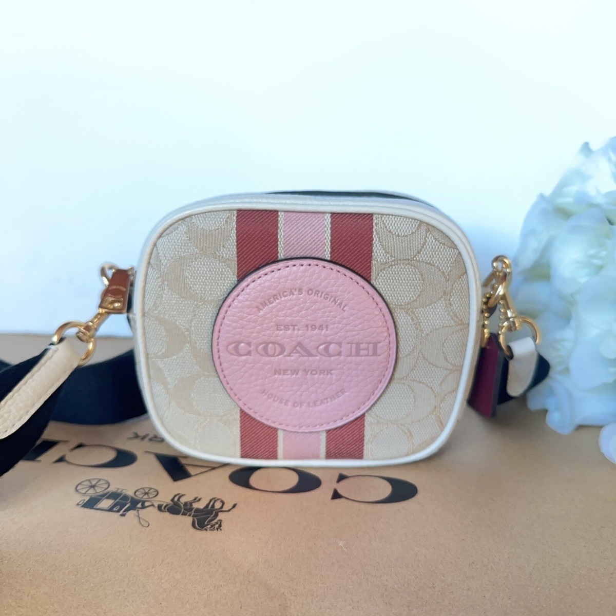 NWT Coach Mini Dempsey Camera Bag In Signature Jacquard With