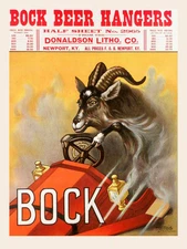 Bock Beer Goat Driving a Car Famous Newport kentuck Vintage Poster Repro FREE SH