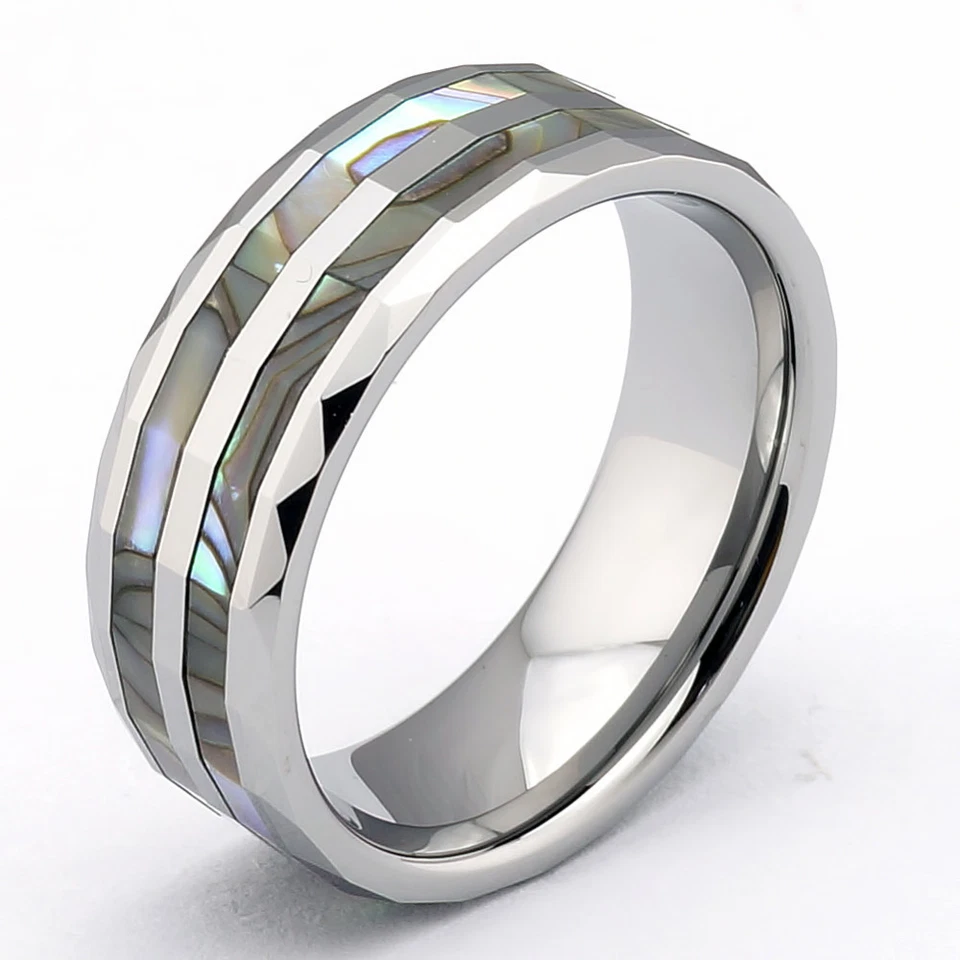 Wolfram Tungsten Ring Partnerringe Abalone Muschel Perlmutt Einlage Inlay NEU - Bild 2 von 4