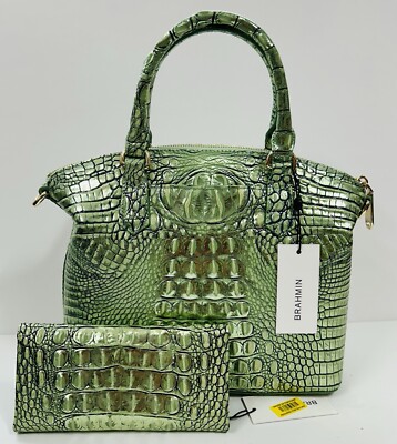 BRAHMIN NWT AGAVE MELBOURNE SATCHEL & VERONICA WALLET ~ GENUINE