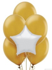 White Star Mylar/gold Latex Balloon Bouquet 13 Birthday Decoration
