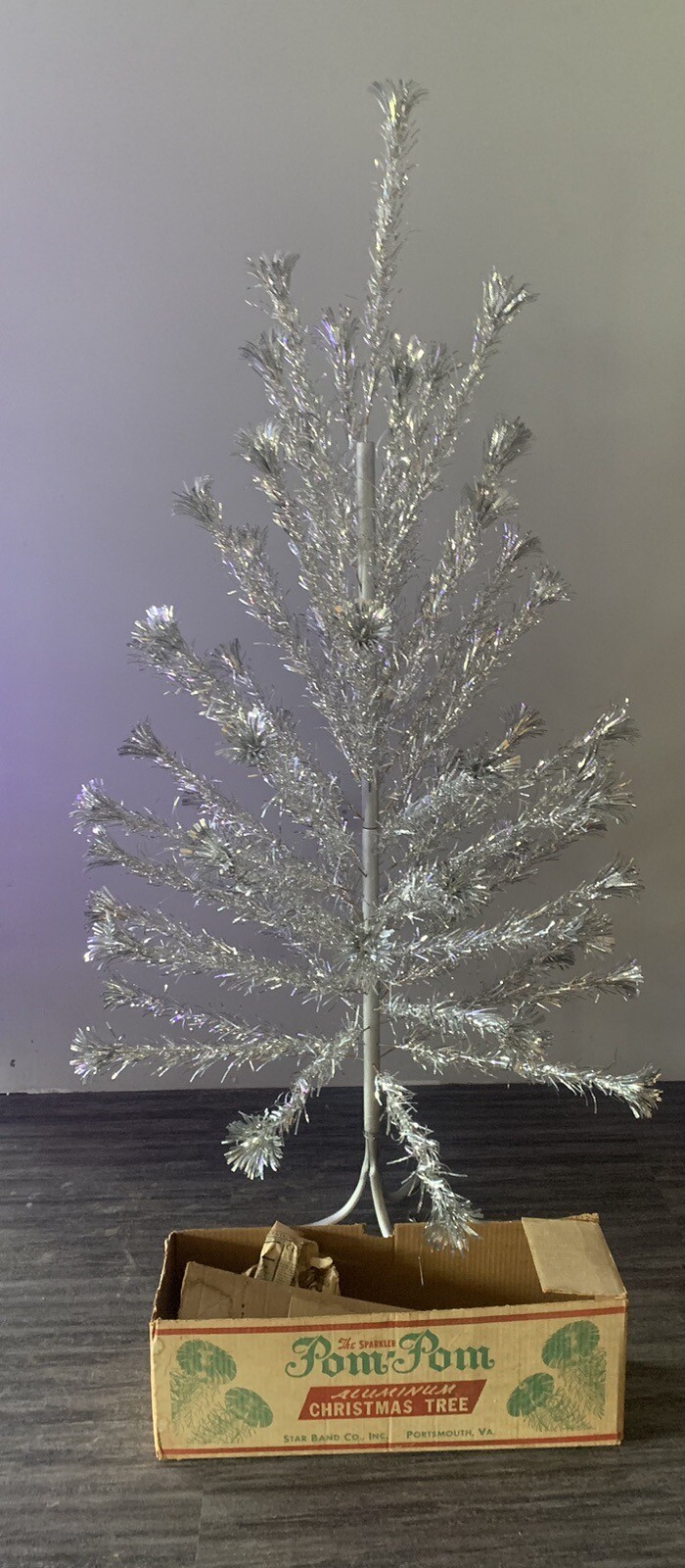 Vintage 6 ft Sparkler Silver Pom Pom Aluminum Christmas Tree 70