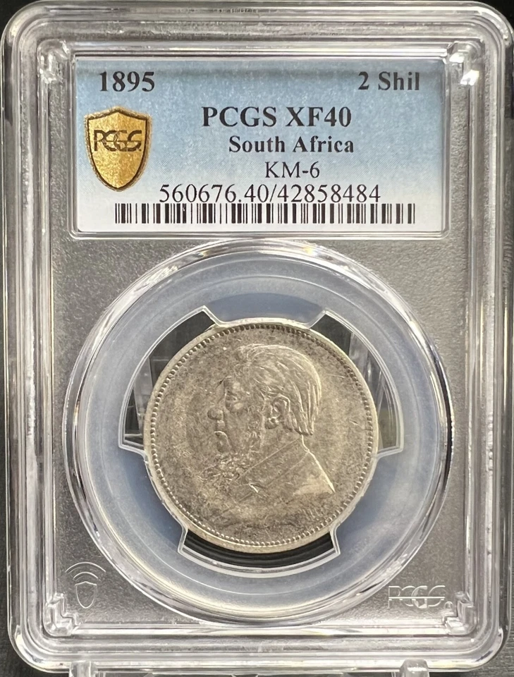 1895 South Africa 2 Shillings PCGS XF40 Silver Coin Key Date Gold Shield Secure - Image 4 of 4