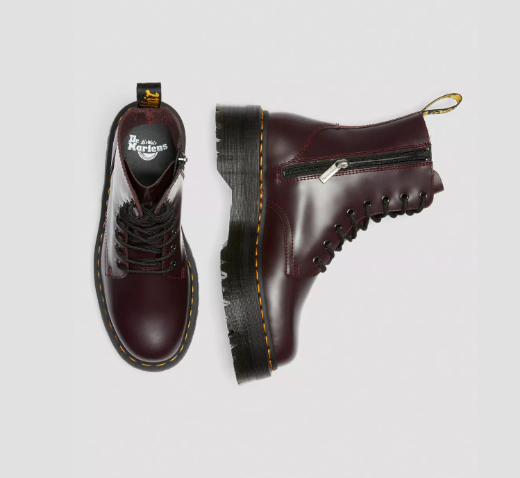 Dr. Martens JADON PLATFORM Boots Burgundy Smooth LEATHER Great